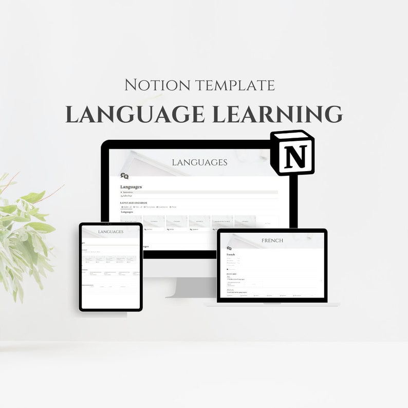 Language Learning Notion Template, Language Study, Notion Aesthetic Language Journal, Notion Planner Language Learning Planner Academic image 1