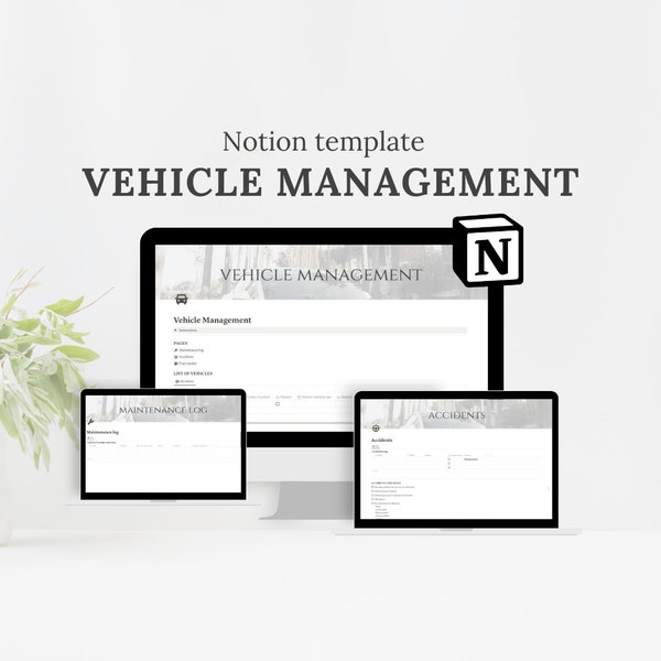 Notion Template Vehicle Management Planner, Car Management, Maintenance Log, Mileage Tracker, Accidents Tracker, Digital editable template
