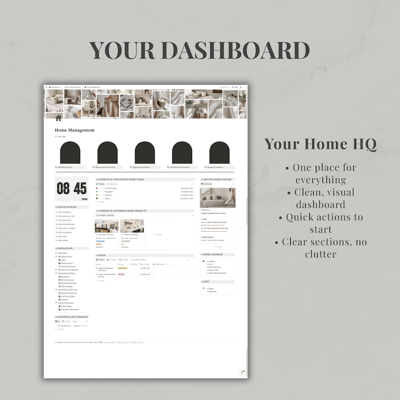 Notion Template Home Management, Aesthetic Life Planner, Cleaning Tracker, Home Maintenance, Household, Family Organization image 3