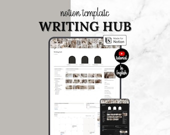Modello Notion per scrittori / Pianificatore di romanzi, profili dei personaggi e progetti di scrittura / Dashboard Notion per autori e pianificatore di narrativa