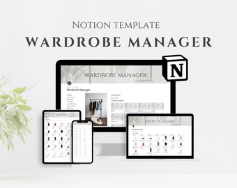 Notion Template Wardrobe Manager, Notion Outfit Planner, Notion Closet Organizer, Notion Dashboard, Notion Aesthetic, Notion Minimal Planner