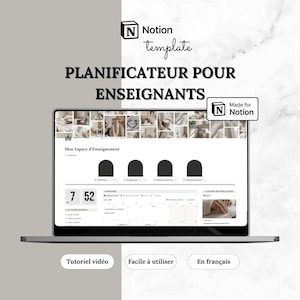 Template Notion pour enseignants | Plans de cours, gestion de classe et liste d'élèves | Planificateur Notion en français digital
