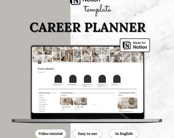 Planejador de Carreira com Modelo Notion | Rastreador de Empregos, Metas e Candidaturas | Planejador de Vida e Trabalho | Painel de Controle | Download Digital | Inglês