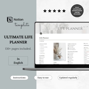 Notion template ultimate life planner | Notion life dashboard | ADHD life planner Notion second brain | All-in-one Notion | Notion aesthetic
