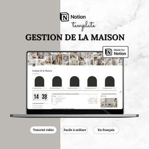 Template Notion Gestion de la maison en français, Planificateur de vie, Entretien et nettoyage, Ménage, Rénovations et projets, Plantes