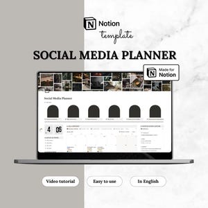 Notion Template Social Media Planner | Content Calendar & Analytics for Instagram, TikTok, YouTube, Pinterest, Blog | Digital download