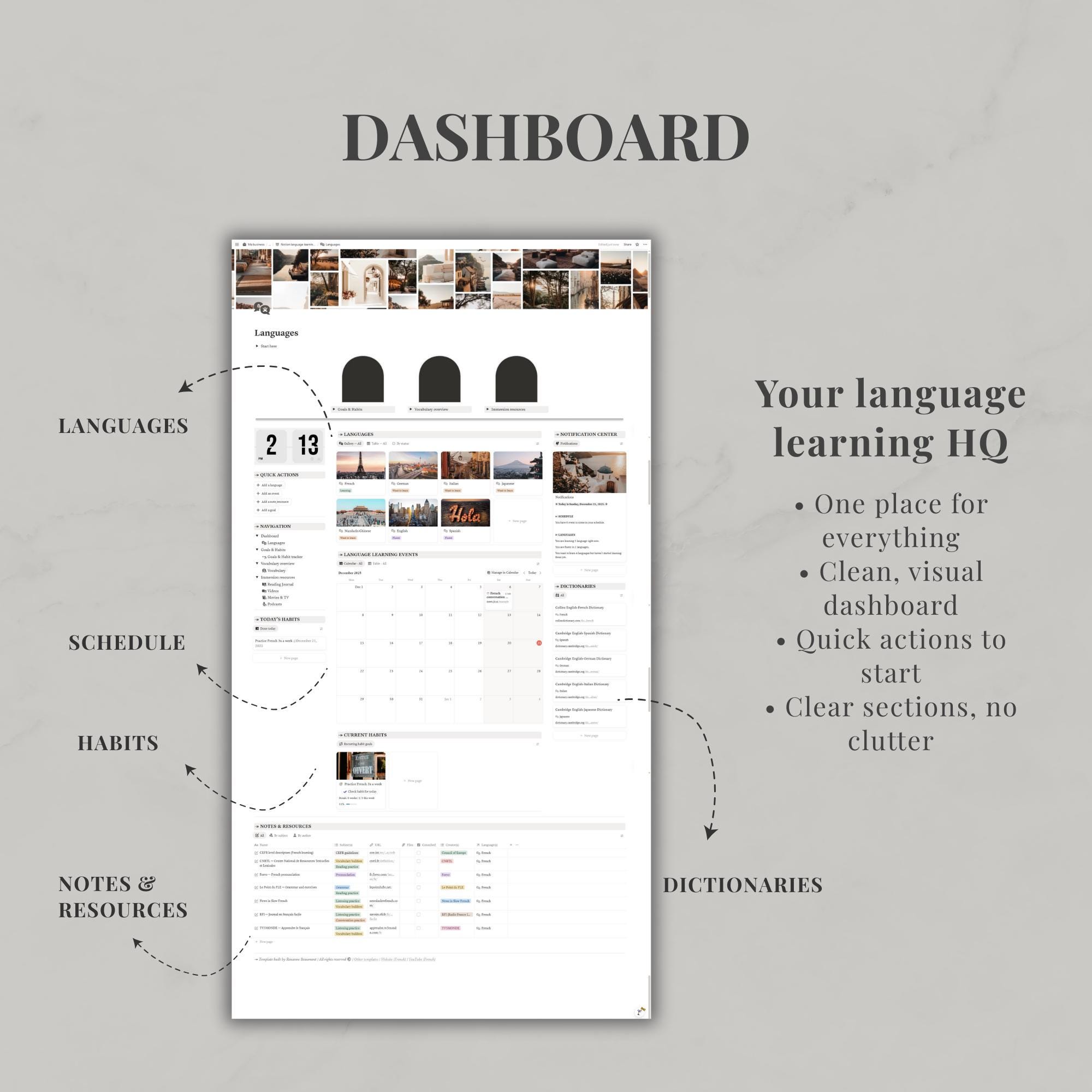 Notion Template Language Learning | Language Planner & Journal ...
