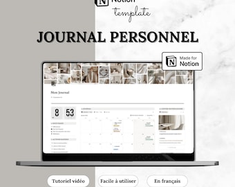 Template Notion journal personnel | Affirmations quotidiennes, gratitude & manifestation |  Journaling guidé | Français | Digital