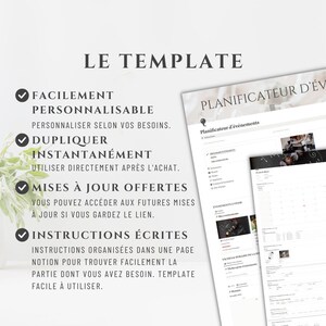 Template Notion Planificateur dévénements, Suivi des invités, Checklist de party, Planificateur de budget, Dashboard Notion français image 7