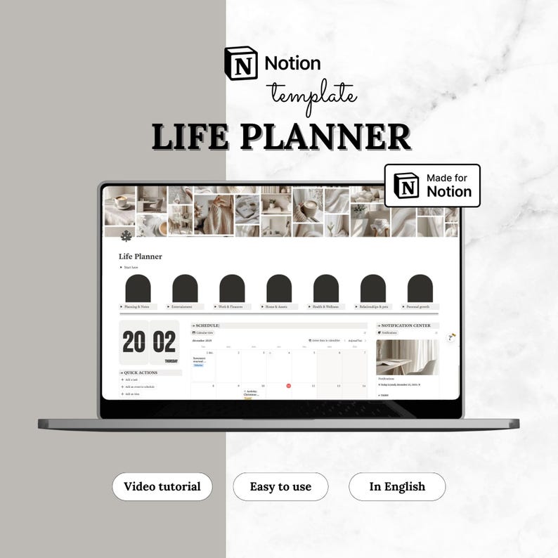 Notion template ultimate life planner | Notion life dashboard | Life planner Notion second brain | All-in-one Notion | Notion aesthetic