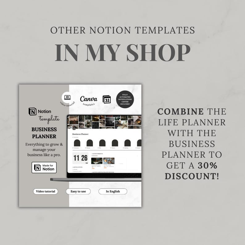 Notion template ultimate life planner | Notion life dashboard | Life planner Notion second brain | All-in-one Notion | Notion aesthetic image 19