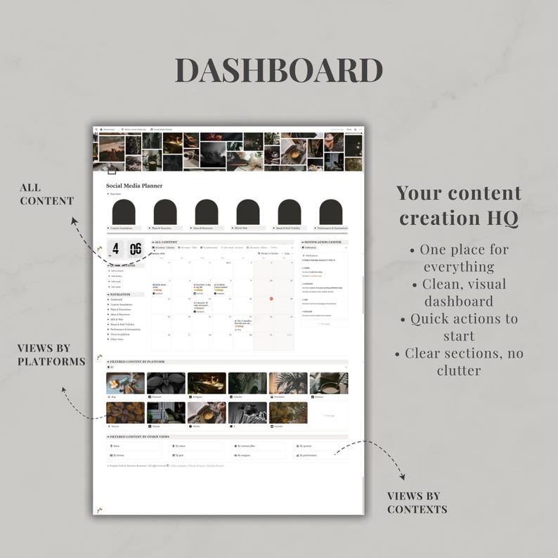 Notion Template Social Media Planner | Content Calendar & Analytics for ...