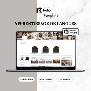 Template Notion Apprentissage de Langues | Planificateur & Journal, Tableau de Bord Académique, Langues étrangères | Français | Digital