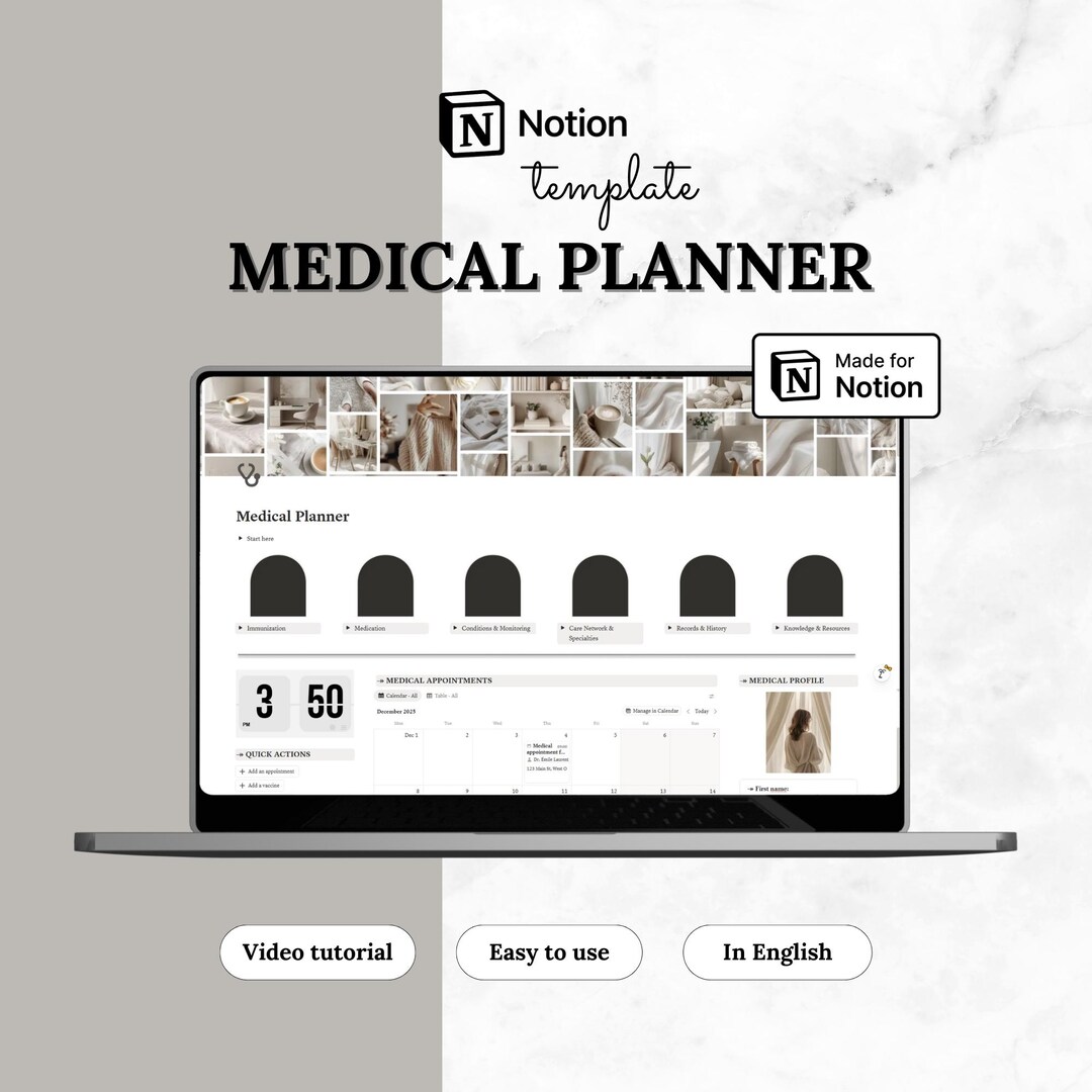 Notion Template Medical Planner | Health & Medication Tracker ...