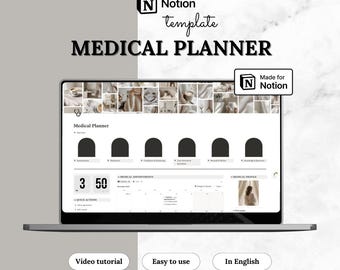 Notion Template Medical Planner | Health & Medication Tracker, Vaccination Log, Aesthetic Dashboard | Life and Health Planner