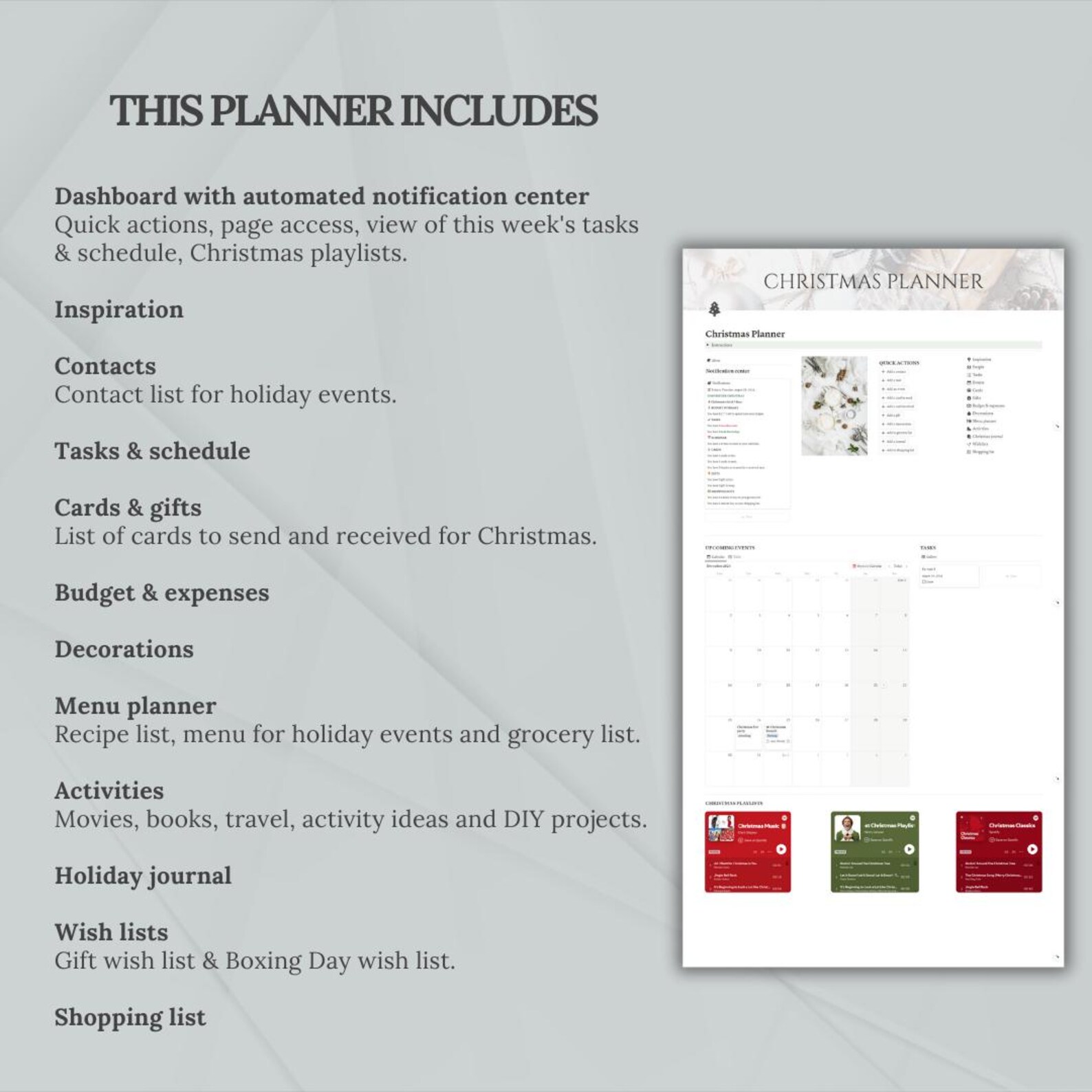 Notion Template Christmas Planner | Holiday Planner, Budget Tracker ...