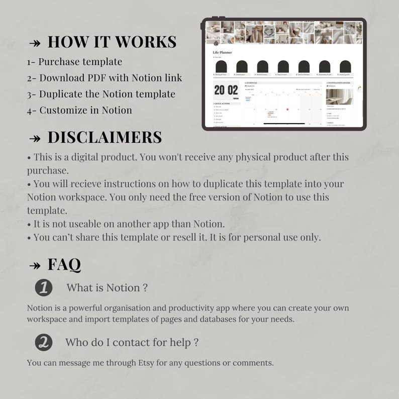 Notion template ultimate life planner | Notion life dashboard | Life planner Notion second brain | All-in-one Notion | Notion aesthetic image 14
