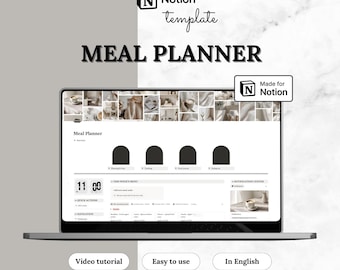 Notion Template Meal Planner | Digital Recipe Book, Grocery List, Kitchen Inventory & Food Tracker for Meal Prep and Planning | Digital