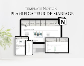 Template Notion Planificateur de Mariage, Calendrier de Mariage, Liste de Mariage, Planificateur digital de mariage et lune de miel Planner
