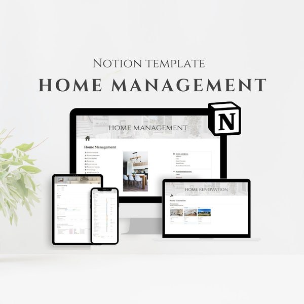 Notion Template Home Management, Notion Life Planner, Cleaning Tracker, Home Maintenance, Household Planner, Notion Daily Home Tasks