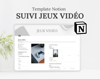 Template Notion Suivi de jeux vidéo, Journal de gaming Dashboard Notion, Gaming planner, Traqueur de jeux vidéo Notion en français