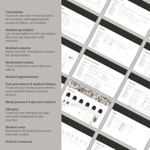 Planejador Médico com Modelo Notion | Rastreador de Saúde e Medicamentos, Registro de Vacinação, Painel de Estética | Planejador de Vida e Saúde imagem 4