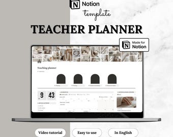 Modelo para Professores do Notion | Planejamento de Aulas, Gestão de Turma e Registro de Alunos | Objetivos e Tarefas | Plano de Substituição | Download Digital em Inglês