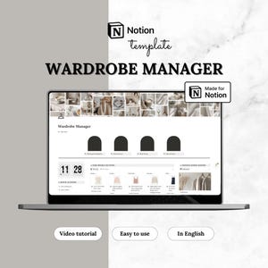 Notion Template Wardrobe Manager | Outfit Planner, Closet Organizer & Laundry Tracker | Aesthetic Dashboard | Outfit history
