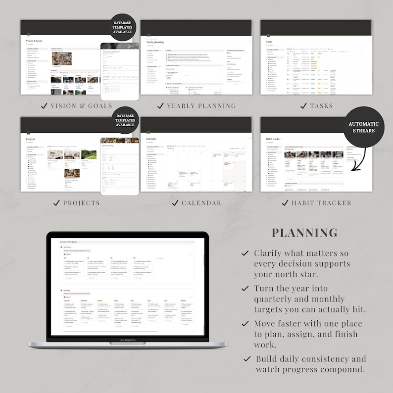 Notion template ultimate life planner | Notion life dashboard | Life planner Notion second brain | All-in-one Notion | Notion aesthetic image 4