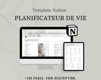 Template Notion Planificateur de vie tout-en-un, Ultime Planificateur Notion pour Organisation Personnelle, Template Notion français