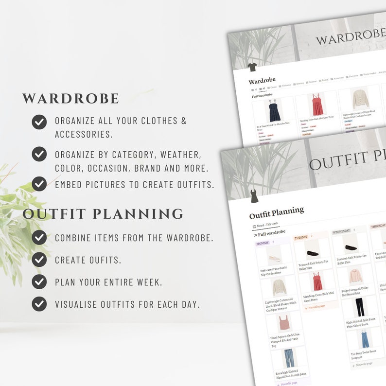Notion Template Wardrobe Manager Notion Outfit Planner Etsy