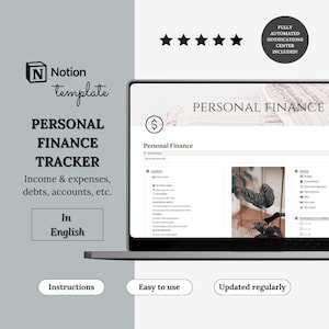 Notion Persönlicher Financen Tracker | Haushalt, Ausgaben, Verschuldung & Einkommen-Tracker | Finanzielle Ziele | Reinwert| Notion Finaz Tracker