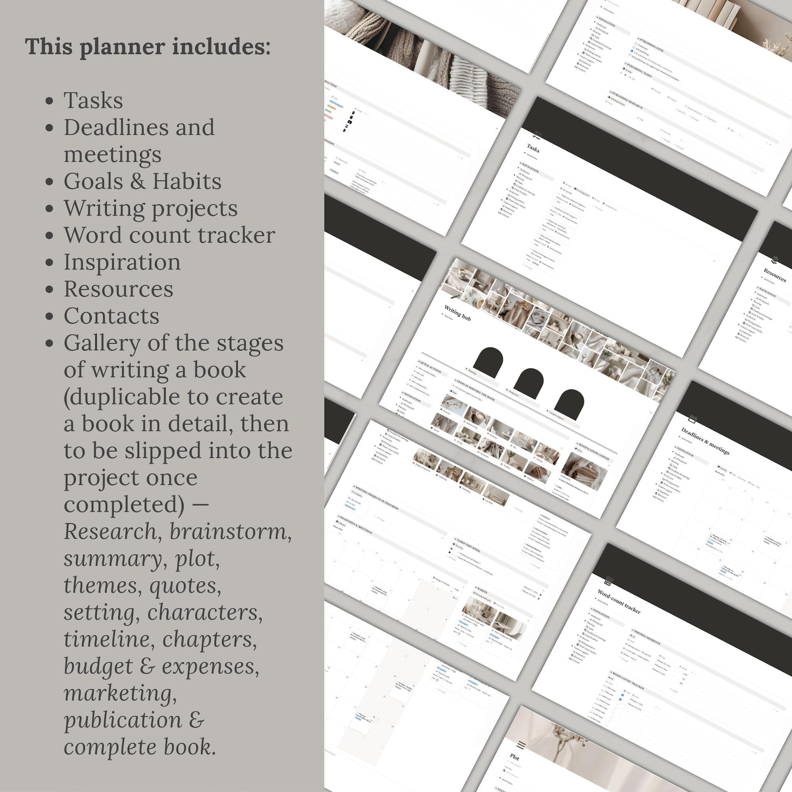 Notion Template for Writers | Novel Planner, Character Profiles ...
