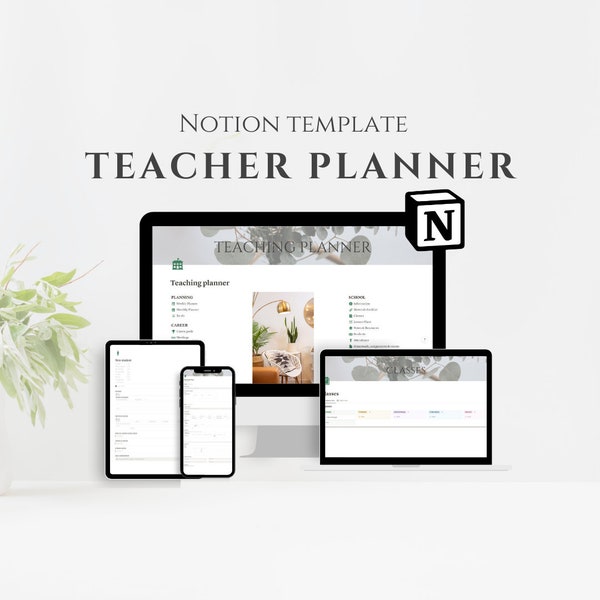 Modèle de notion pour les enseignants Planificateur de notion pour la gestion de classe Modèle de planificateur Planificateur de leçon pour l’organisateur de l’enseignant Planificateur numérique