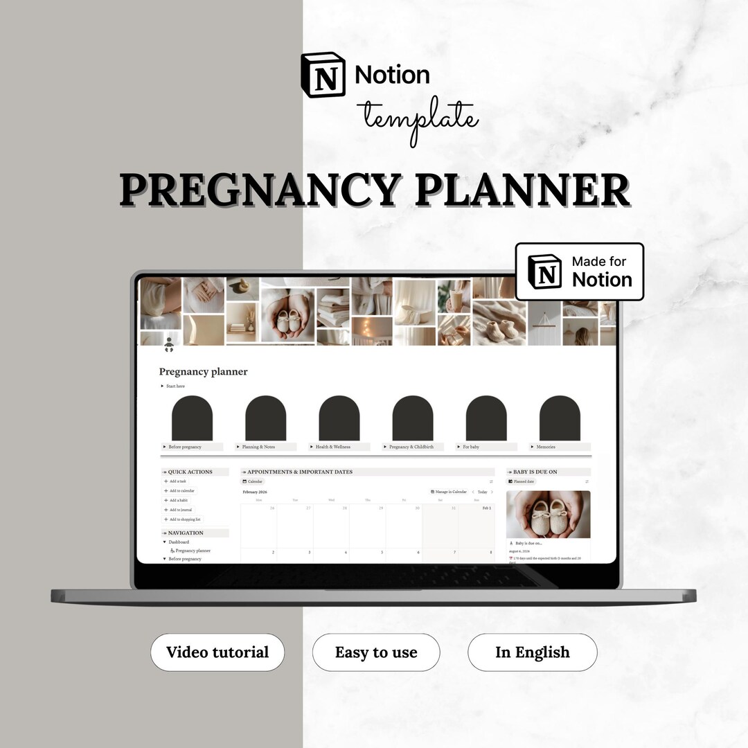 Notion Template Pregnancy Planner | Birth Plan, Baby Planner &amp; Journal | Baby Essentials ...