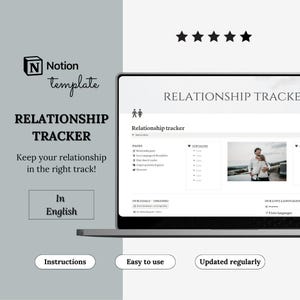 Notion Template Relationship Tracker | Couple Goals, Partner Goals, Dating Planner & Relationship Manager | Notion Self Care Dashboard