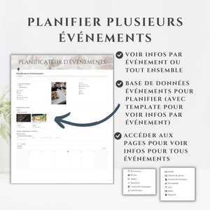 Template Notion Planificateur dévénements, Suivi des invités, Checklist de party, Planificateur de budget, Dashboard Notion français image 3