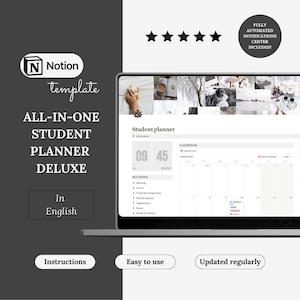 Notion Template All-in-One Student Planner | Academic Planner, Assignment Tracker & Study Dashboard | Notion Life Planner School Organizer