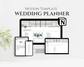 Notion Template Wedding Planner, Notion Wedding Checklist, Notion Budget, Honeymoon Planner Travel Planner, Digital Wedding Planner Timeline