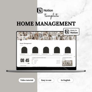 Notion Template Home Management, Aesthetic Life Planner, Cleaning Tracker, Home Maintenance, Household, Family Organization