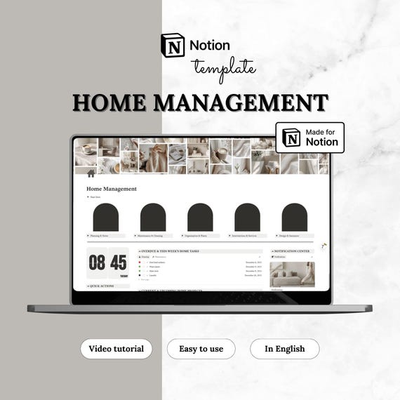 Notion Template Home Management, Aesthetic Life Planner, Cleaning Tracker, Home Maintenance, Household, Family Organization