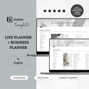 Notion Template Bundle Life Planner & Business Planner | Notion Dashboard for Personal and Business Use | All-in-One Notion Aesthetic