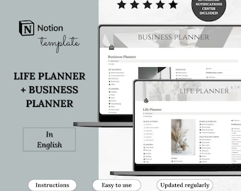 Notion templates Life & Business Planner All-in-one, Notion Dashboard, Life Planner Notion Business Marketing Finance, Content Planner