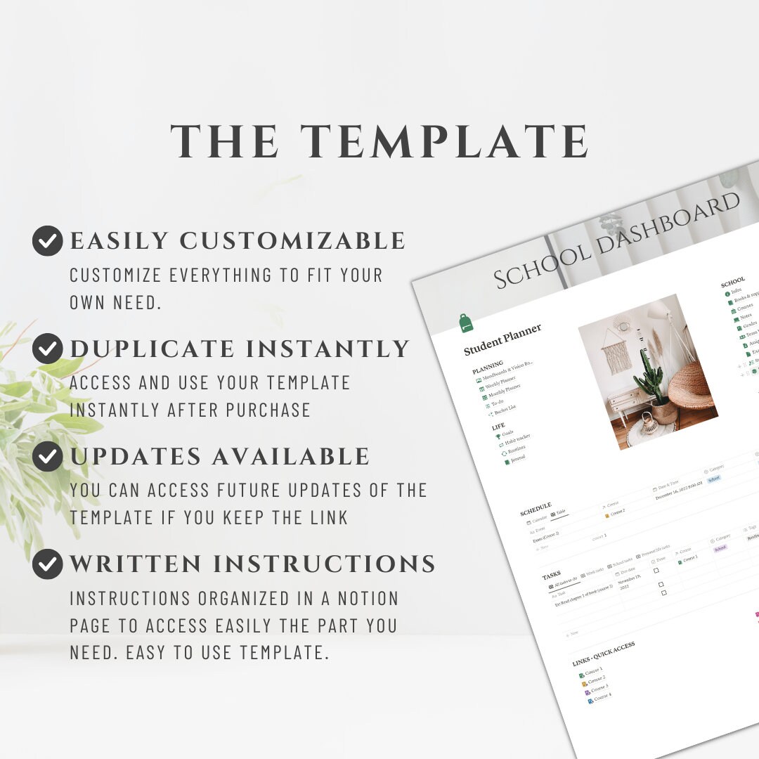 Notion Template Student Planner, Academic Planner, Study Template, Life ...