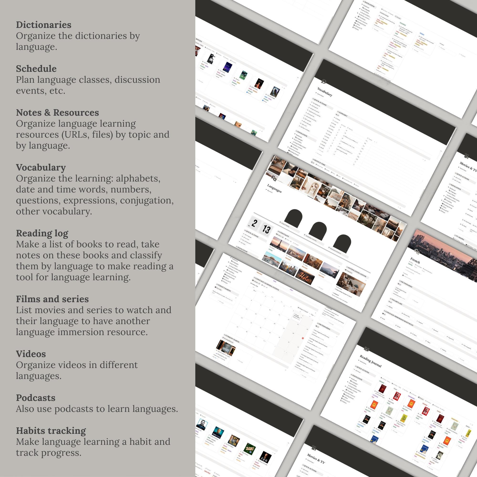 Notion Template Language Learning | Language Planner & Journal ...