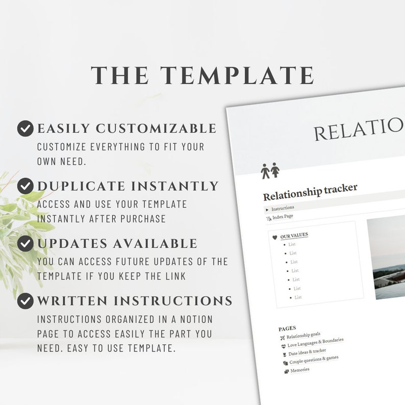 Notion Template Relationship Planner, Notion Aesthetic Relationship Health Planner, Couple Goals Planner, Notion Personal, Love Journal image 8