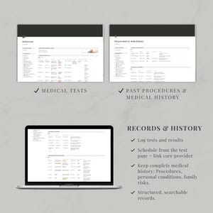 Planejador Médico com Modelo Notion | Rastreador de Saúde e Medicamentos, Registro de Vacinação, Painel de Estética | Planejador de Vida e Saúde imagem 9