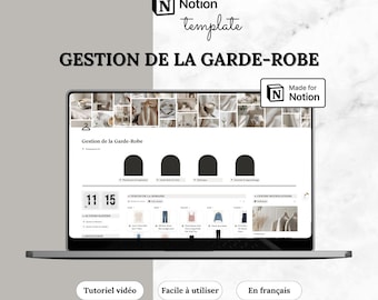 Template Notion Gestion de la Garde-Robe | Planificateur de tenues, Historique des looks & Suivi Lessive | Français