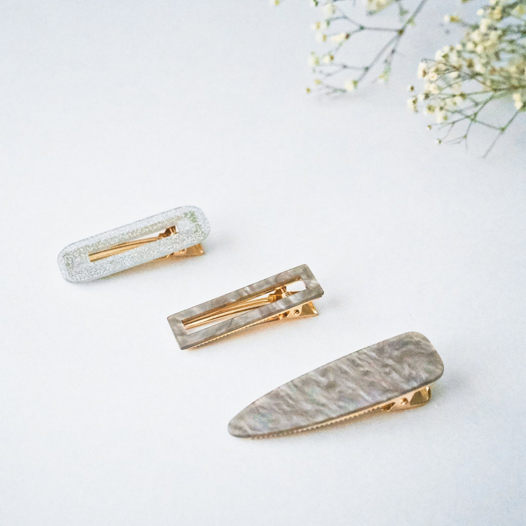 MARBLE GREY HAIR Clips Triangle & Rectangle Acrylic Hair Etsy