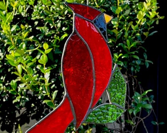 Stained glass Cardinal suncatcher